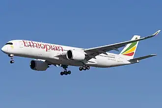 Een Airbus A350-900 van Ethiopian Airlines