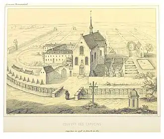 Voormalig Kapucijnenklooster met tuin langs de rivier de Voer