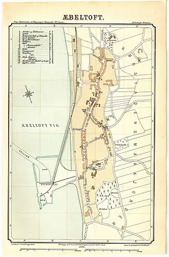 Kaart van Ebeltoft met spoorlijn (1902)