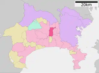 Situering van Ebina in de prefectuur Kanagawa