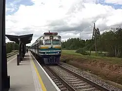 Trein van Edelaraudtee op het station van Puka, 2012