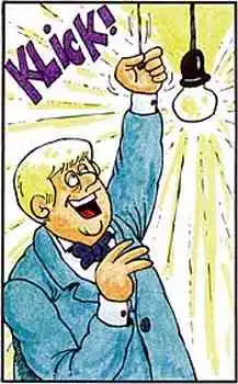 Afbeelding uit MAD: Thomas Edison test de gloeilamp