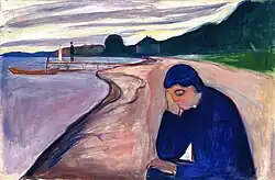 Melancholie, 1893. Olieverf op doek. 86 × 129&nbsp;cm. Munch Museum, Oslo