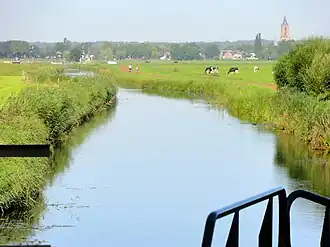 Zicht op de Eemnesserpolder met de Eemnesservaart vanaf de Eemnessersluis