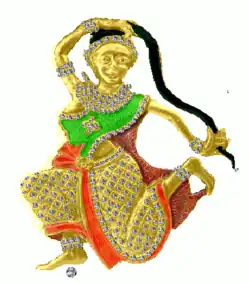 Detail van een versiersel van een Commandeur in de Orde van Sowathara met de met briljanten versierde figuur van Sowathara.