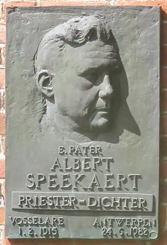 Gedenkplaat geboortehuis Vosselare