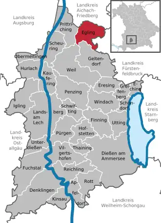 Kaart van Egling a.d.Paar