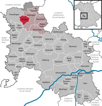 Kaart van Ehingen am Ries