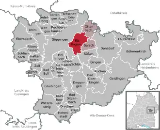 Kaart van Eislingen/Fils