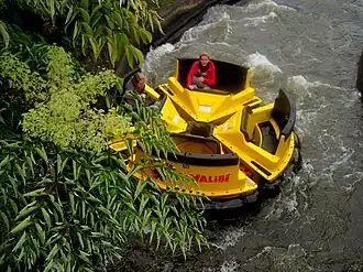 Bootje van de El Rio Grande met personen erin