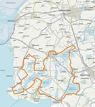 Routekaart Elfmerenfietstocht