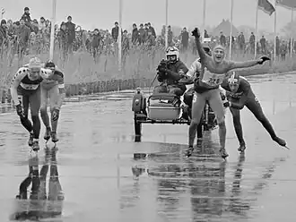 Finish met v.l.n.r. Henri Ruitenberg, Jan Kooiman, Evert van Benthem en Jos Niesten