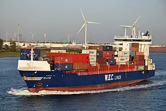 De Elite binnenkomend op de Nieuwe Waterweg (Sietas type 168)