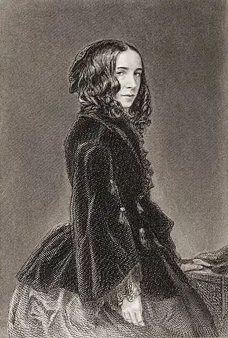 Elizabeth Barrett Browning (ca.1859), gravure van T.O. Barlow in Poetical Works Volume I