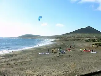 Het windsurf- en kitestrand van El Médano (februari 2006)