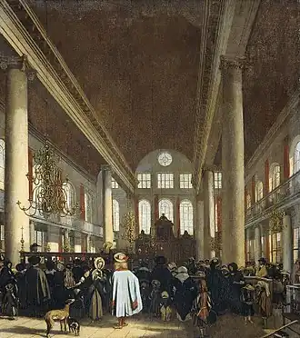 Interieur van de Portugese synagoge te Amsterdam, ca. 1680, Rijksmuseum, Amsterdam