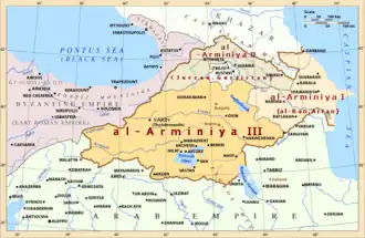 Kaart van Armenië 750-885