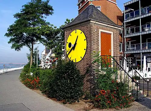 Peilschaal (Pegel) van de Rijn bij Emmerik