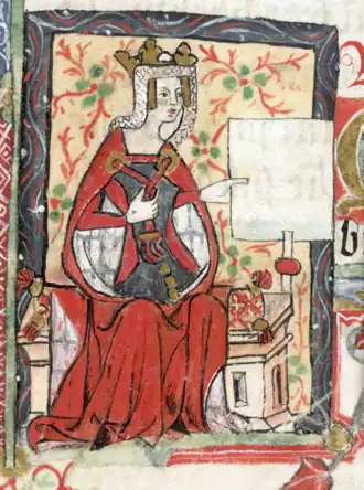 Keizerin Mathilde (1380), miniatuur uit manuscript Nero D. VII, British Library