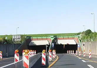 Ingang Eemstunnel (tijdens wegwerkzaamheden)