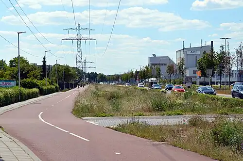 Energieweg naar het zuiden gezien. Richting A73