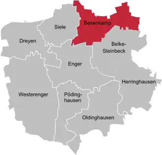 Ligging van Besenkamp in de gemeente Enger