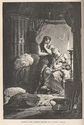 Illustratie van Julius Sabinus en zijn vrouw, en hun twee zonen