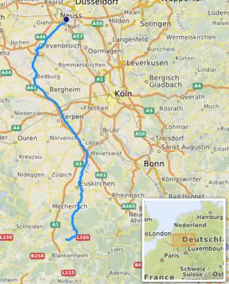 De Erft is hier in blauw aangegeven