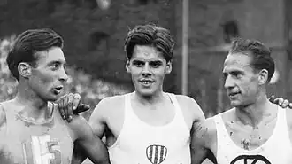 Göte Hagström (rechts) met Erik Elmsäter en Tore Sjöstrand in 1948