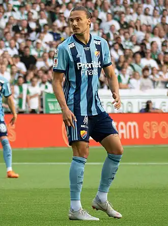 Johansson in actie namens Djurgårdens IF in 2018