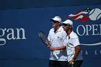 Jeff Coetzee (rechts) met dubbelpartner Jonathan Erlich