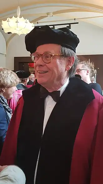 Ernst Homburg tijdens de receptie na zijn vertrek van Maastricht Universiteit, 2019-04-26