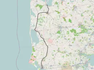 Spoorlijn Esbjerg - Struer op de kaart