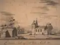 Afbeelding van de Lambertuskerk int Lant van Kuijk 1602