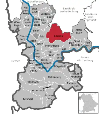 Kaart van Eschau (Duitsland)