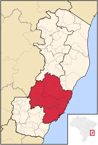 Ligging van de Braziliaanse mesoregio Central Espírito-Santense in Espírito Santo