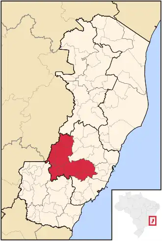 Ligging van de Braziliaanse microregio Afonso Cláudio in Espírito Santo