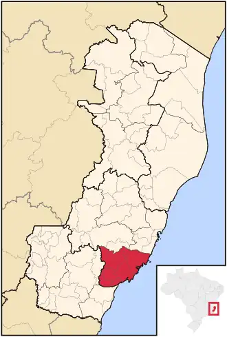 Ligging van de Braziliaanse microregio Guarapari in Espírito Santo