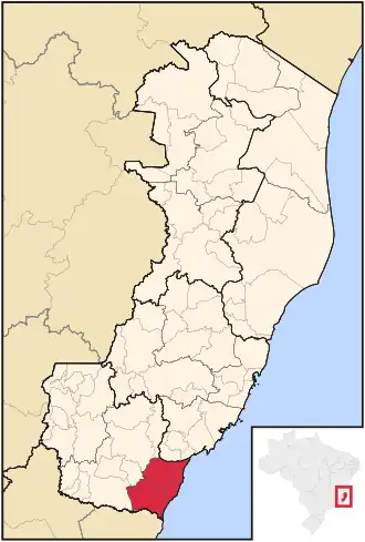 Ligging van de Braziliaanse microregio Itapemirim in Espírito Santo