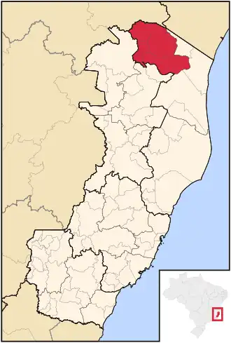 Ligging van de Braziliaanse microregio Montanha in Espírito Santo