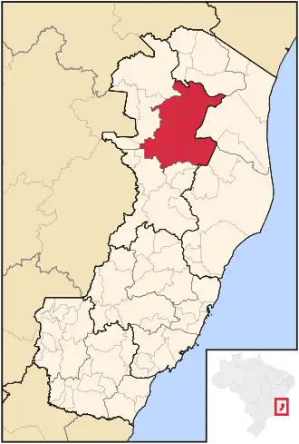 Ligging van de Braziliaanse microregio Nova Venécia in Espírito Santo