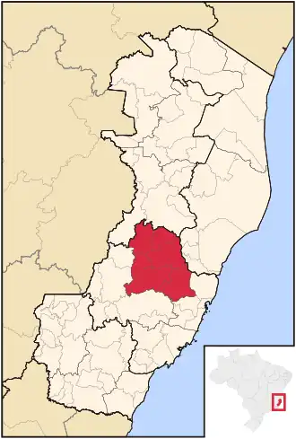 Ligging van de Braziliaanse microregio Santa Teresa in Espírito Santo