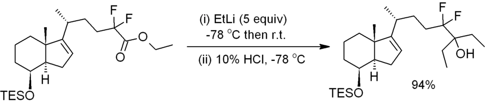 Reaction of ethyllithium with an ester