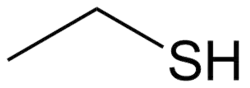 Structuurformule van ethaanthiol
