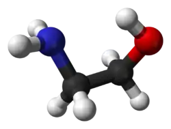 Molecuulmodel van 2-amino-ethanol