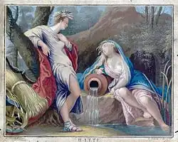 De zomer, kopergravure naar schilderij, 1716