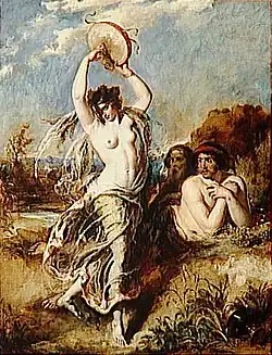 Bacchante die de tamboerijn speelt William Etty