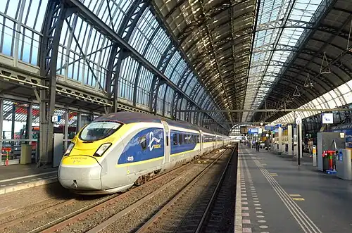 Eurostar onder de noordelijke stationskap; 22 september 2020.