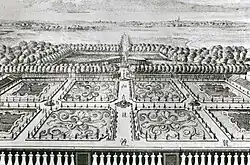 De parterres de Broderie in de tuin van Het Loo ten tijde van de Koning-Stadhouder.