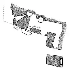Plattegrond van de grot met reliëf
